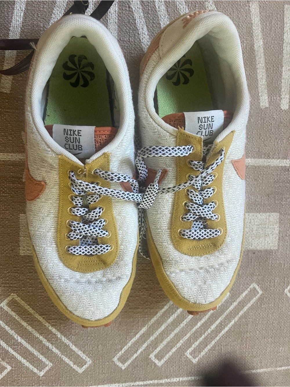 Nike White Sneakers with Mustard and Peach Accents